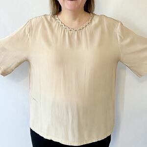Kathie Lee Plus Top Woman’s 24W Silk Beige Pullover Blouse ￼